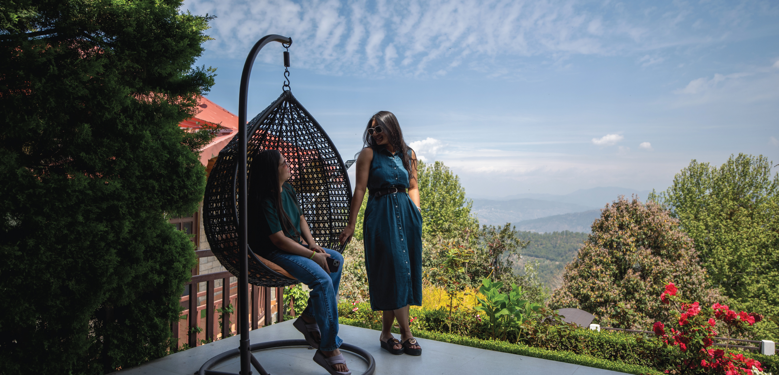 Discover premium vacation deals and Himalayan retreat packages at Ojaswi Resort poolside in Mukteshwar.